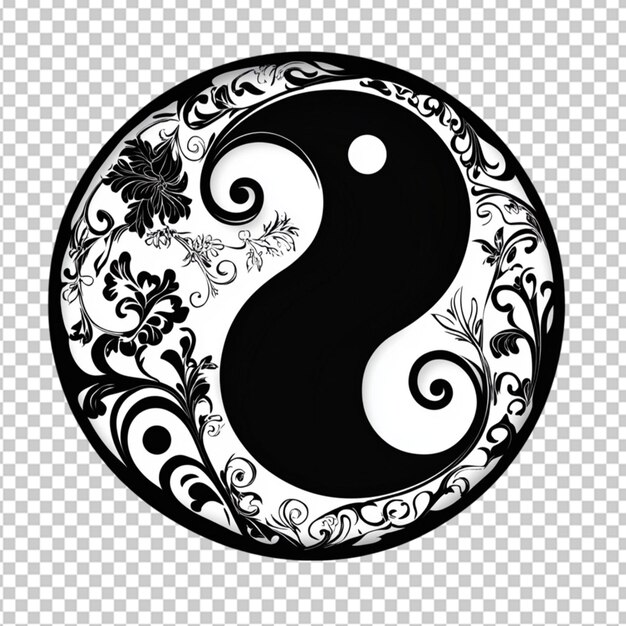 un diseño vectorial de un Yin Yang blanco y negro en un fondo transparente