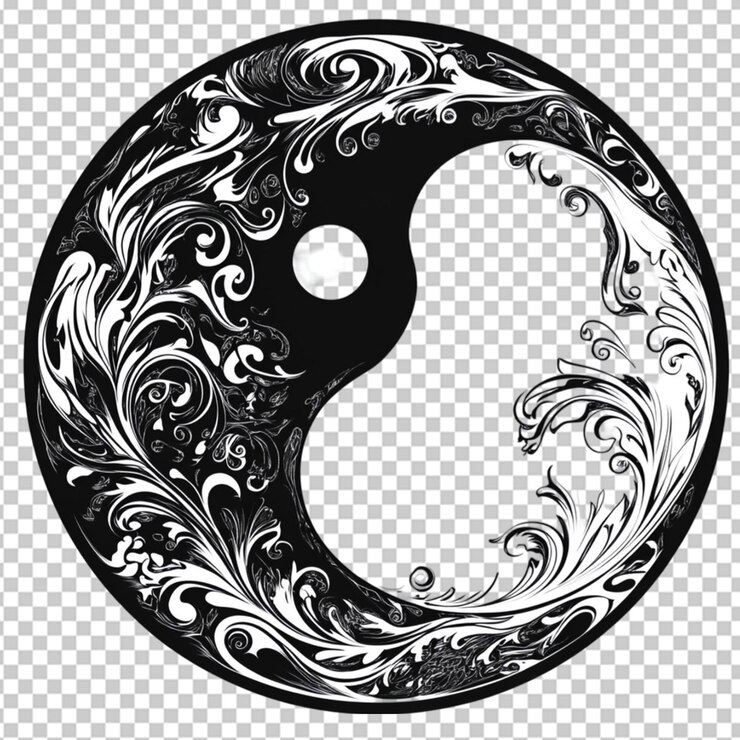PSD un diseño vectorial de un yin yang blanco y negro en un fondo transparente