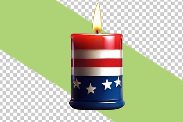 Diseño de vela 3d con bandera de los estados unidos en fondo blanco