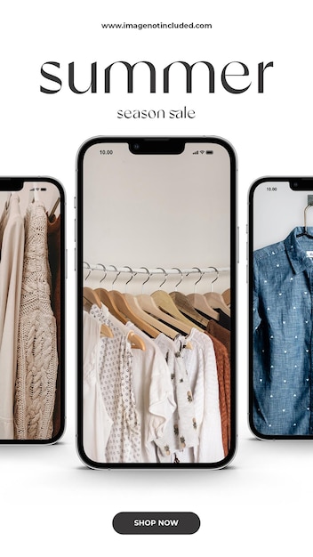 Diseño de ventas de temporada de verano de PSD para redes sociales e plantilla de historias de Instagram