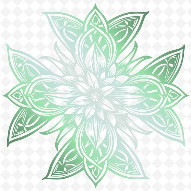 Un diseño verde y blanco con un patrón de una flor