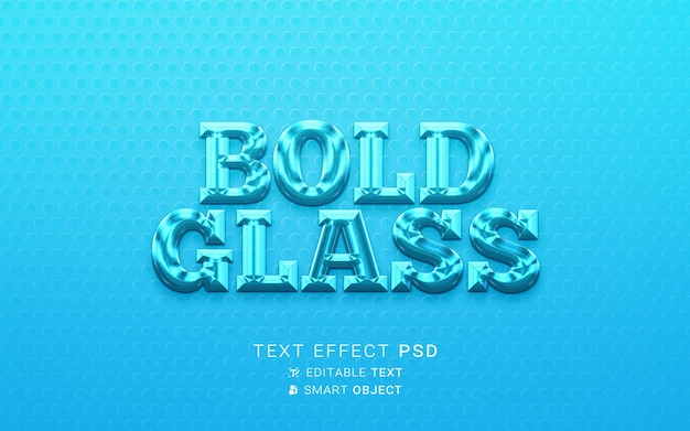 PSD diseño de vidrio con efecto de texto