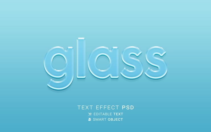 PSD diseño de vidrio con efecto de texto
