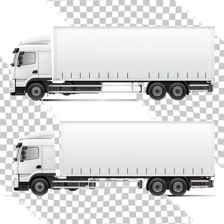 PSD diseño de vista lateral del camión remolque vector de elemento de fondo transparente aislado