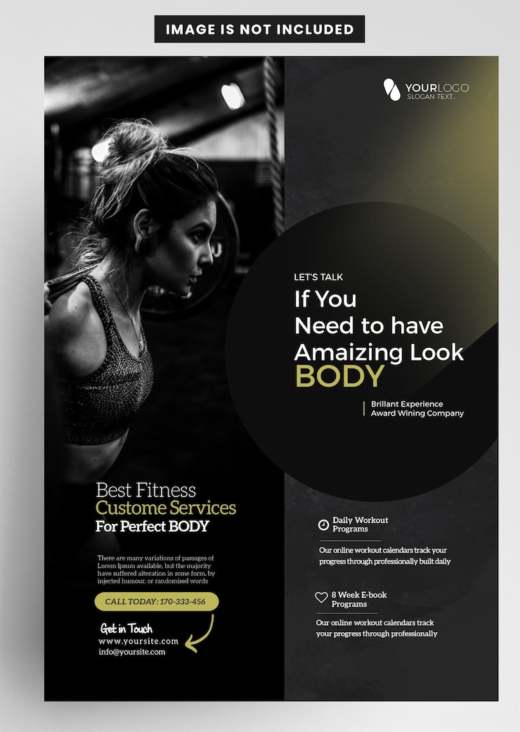PSD el diseño del volante de fitness get fit now