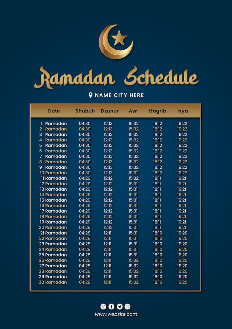 PSD diseño de volante horario de ramadán 2025 tiempo editable diseño oscuro