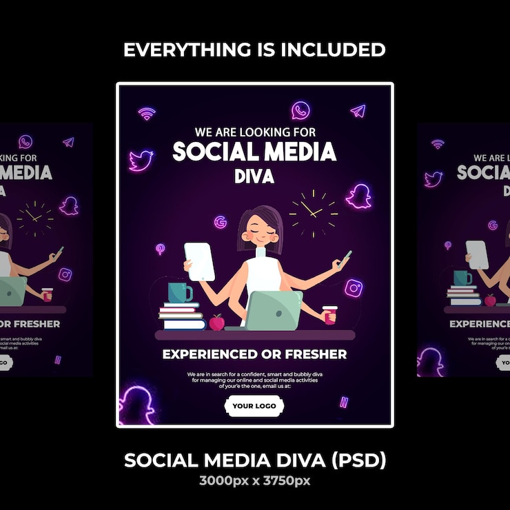 PSD diseño de volante social media diva psd