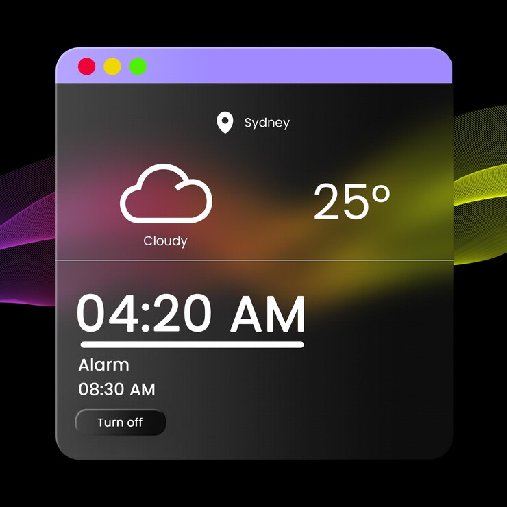 PSD diseño de widget ui de glassmorphism