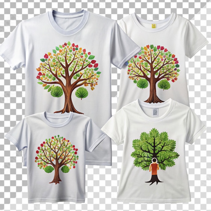PSD diseños de camisetas de árbol genealógico en fondo transparente