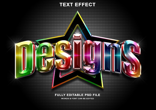 PSD diseños de colores 3d efecto de estilo de texto