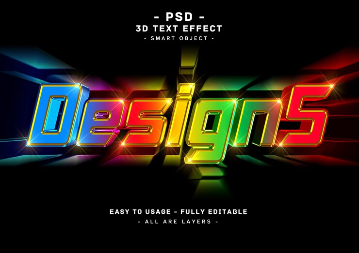 PSD diseños efecto de estilo de texto de colores 3d