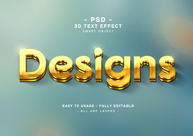 Diseños efecto de estilo de texto dorado 3d