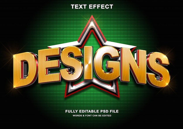 PSD diseños efecto de estilo de texto dorado 3d.