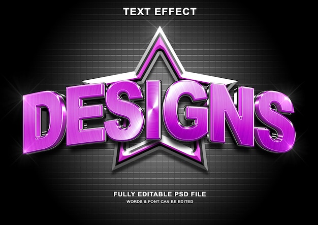 PSD diseños efecto de estilo de texto morado negro 3d