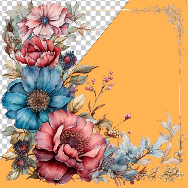 PSD diseños florales elegantes png.