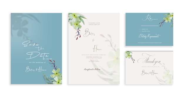 Diseños de flores frontera conjunto de boda floral psd