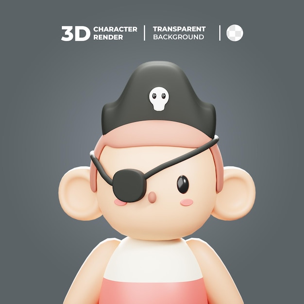 PSD disfraz infantil de personaje pirata 3d