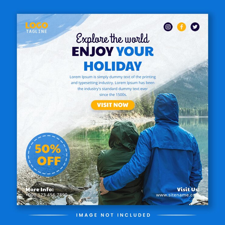 Disfrute de su plantilla de banner de publicación de Instagram de viajes y recorridos de vacaciones