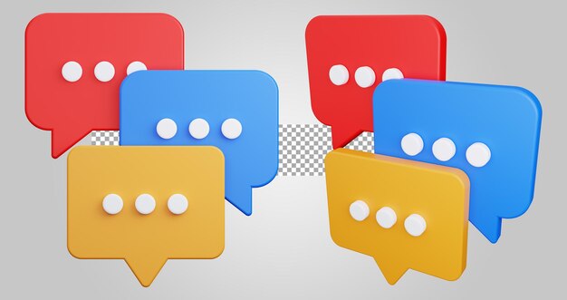 Diskussions-Chat-Konversation auf transparentem Hintergrund 3D-Rendering