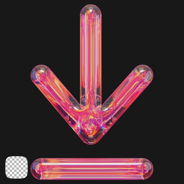 Dispersion Glass Arrow 3D-Rendering auf durchsichtigem Hintergrund