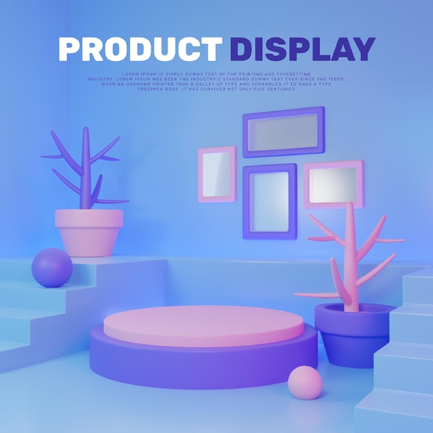 Display 3D realista moderno e colorido para produtos de pódio