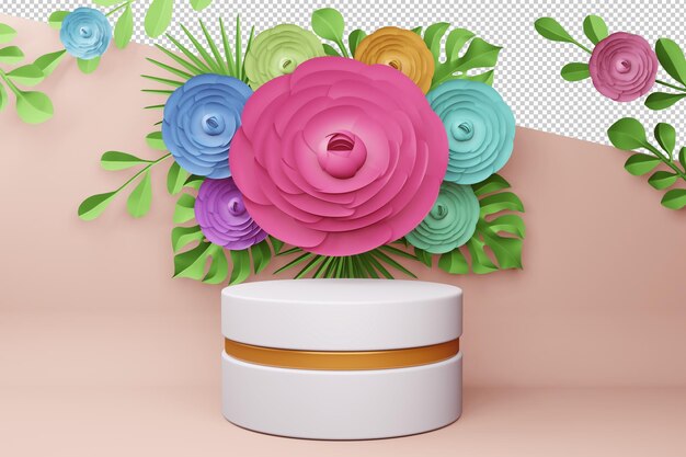 Display com flor para apresentação renderização em 3d
