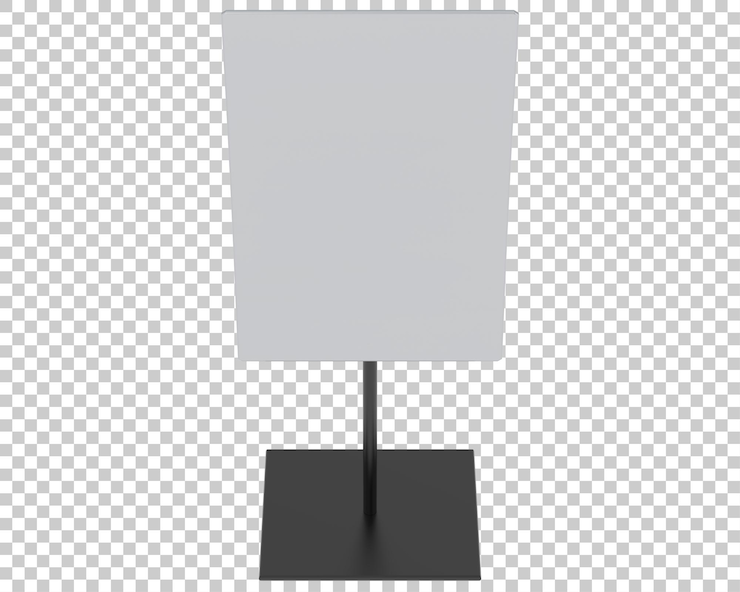 PSD display da tavolo curvo su sfondo trasparente 3d rendering illustrazione
