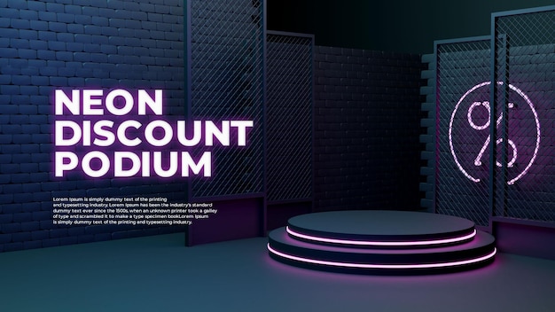 Display de promoção de produto de pódio realista 3D para venda de luz neon