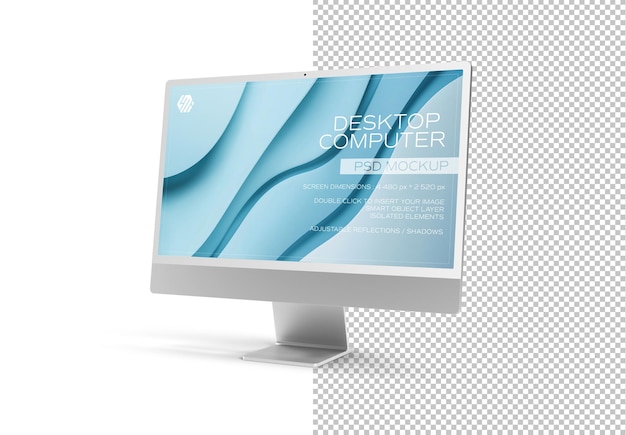 Display del computer desktop isolato su bianco Mockup