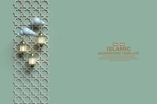 Display islamico 3D con lanterna e modello arabo perfetto per il modello di sfondo