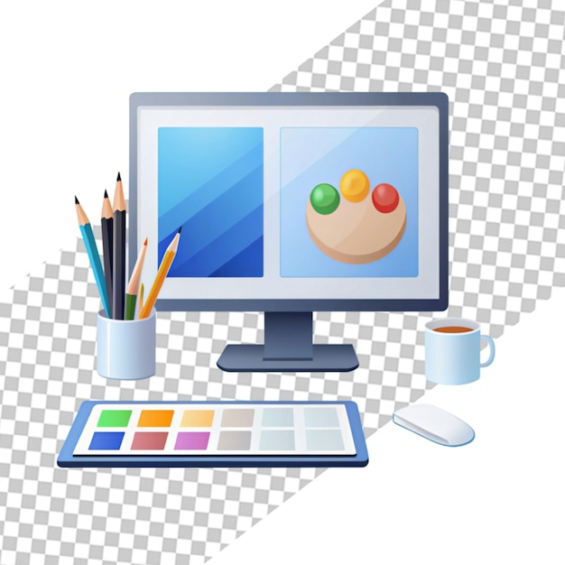 Display per computer con concetto di programma di progettazione illustrato