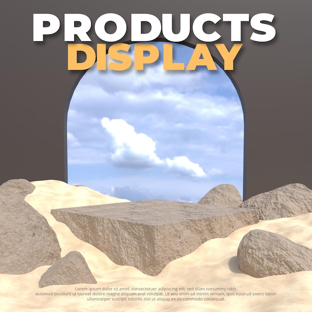 Display produk podium kosong, render 3D