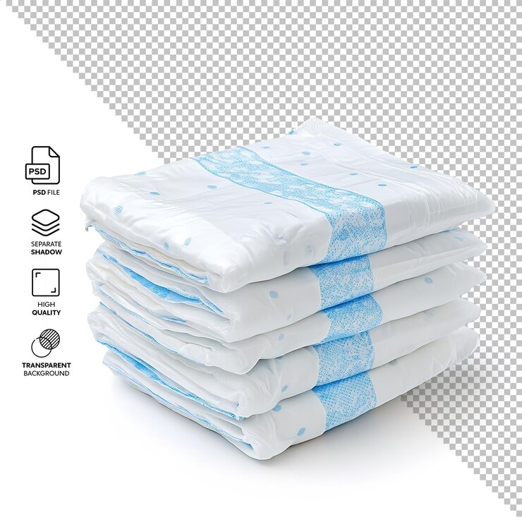 PSD disposable nappies isolated without background