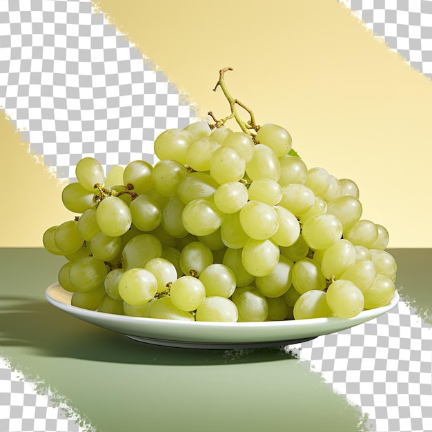 Disposer Les Grappes De Raisins Blancs Sur Une Assiette Fond Transparent