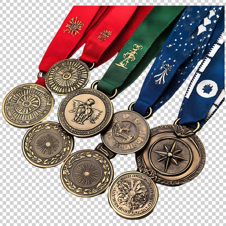 PSD disposición de diferentes medallas aisladas sobre un fondo transparente