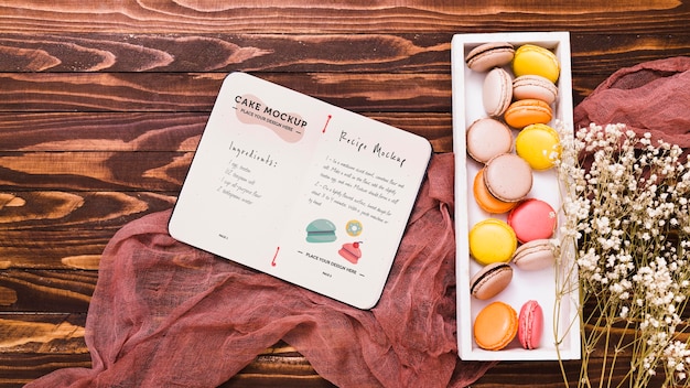 PSD disposición plana deliciosa macarons