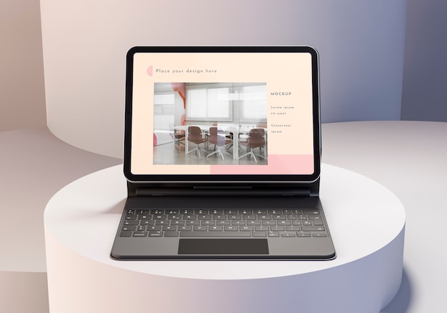 Disposición de la tableta moderna con teclado adjunto
