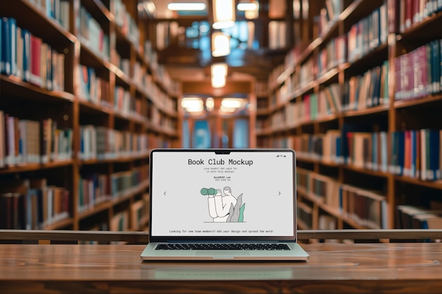 Dispositif et livres dans des maquettes de bibliothèque