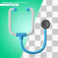 PSD dispositif médical stéthoscope acoustique illustration 3d icône 3d couleur modifiable isolé