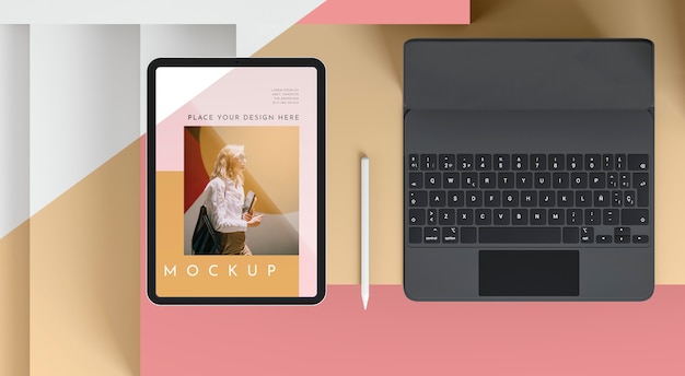 PSD disposition de la tablette moderne avec clavier