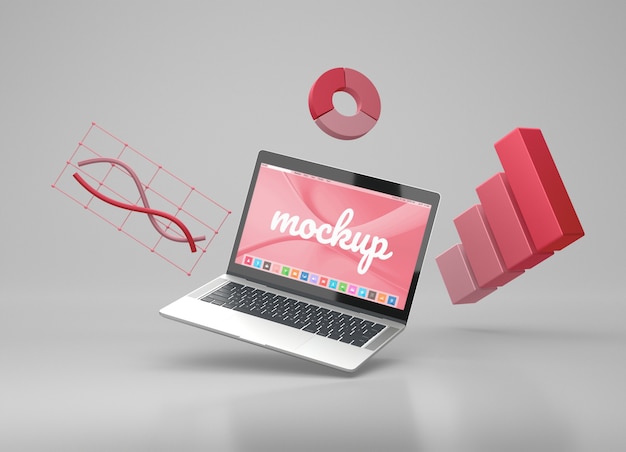 Dispositivi digitali in mockup di rendering geometrico