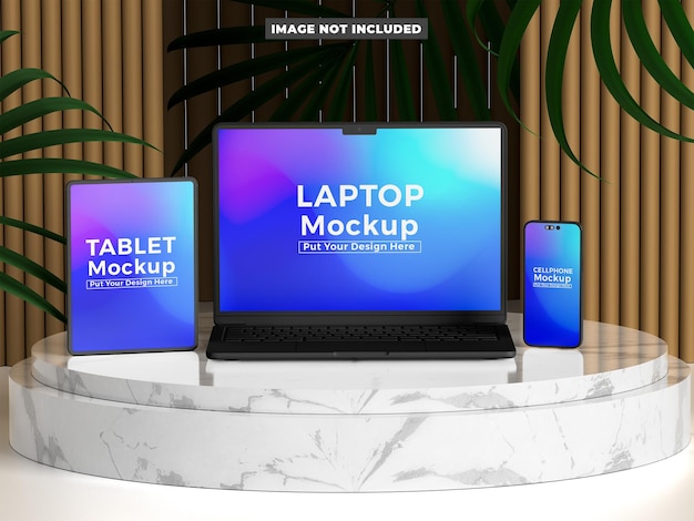 Dispositivi in Podium Mockup