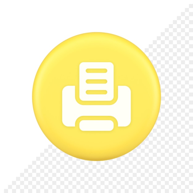 Dispositivo de impressora para botão de impressão de documento em papel tecnologia de impressão de tinta ícone 3d