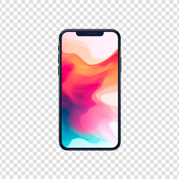 PSD dispositivo de smartphone com uma tela colorida em um fundo transparente