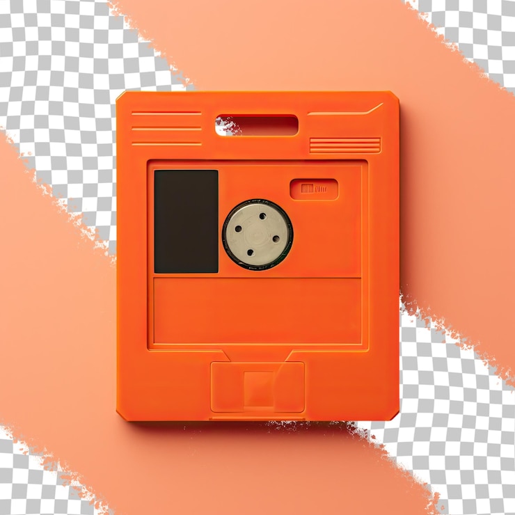 PSD dispositivo di archiviazione magnetico retrò in rosso e arancione
