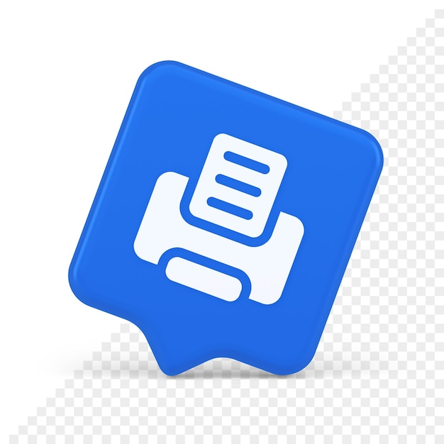 Dispositivo de máquina impresora para botón de impresión de documentos en papel tecnología de impresión de tinta icono de burbuja de voz 3d