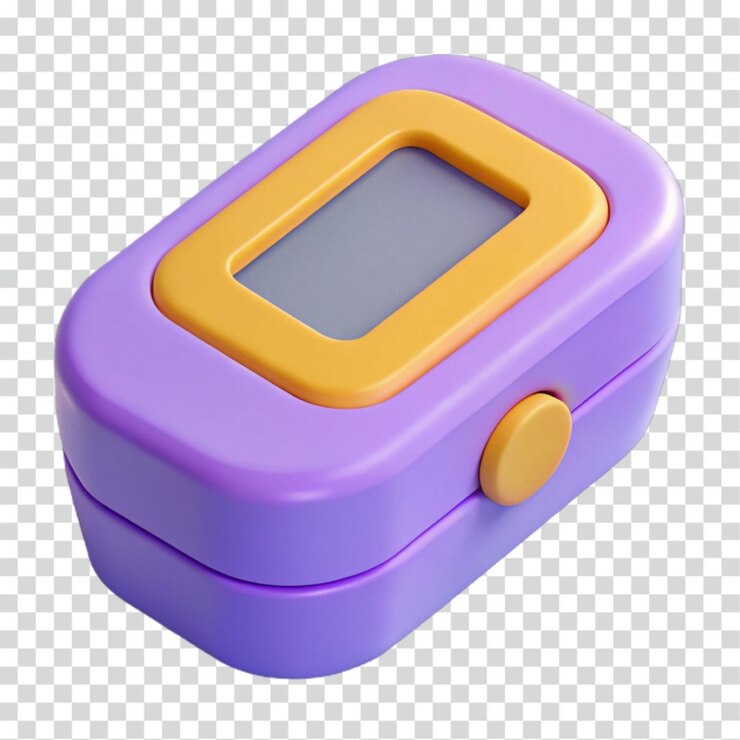 PSD dispositivo púrpura y naranja con botón y pantalla un icono 3d