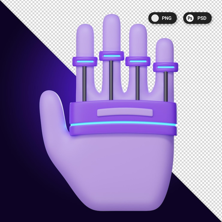 PSD dispositivo de retroalimentación háptica los iconos de realidad virtual establecen elementos de diseño web ux ui representación 3d