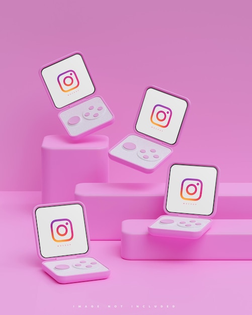 Dispositivo de volteo inteligente Interfaz de Instagram maqueta de publicación de redes sociales render 3d