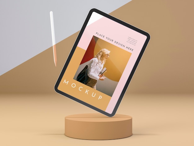Disposizione con tablet moderno con mock-up dello schermo